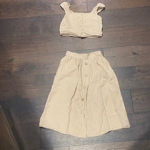 oak and fort gingham midi skirt set